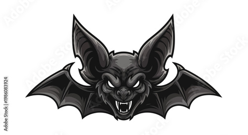 Black Bat Head with Ears.