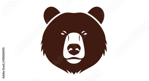Brown bear head logo illustration.