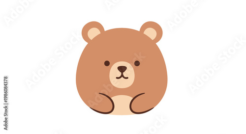 Cute Brown Cartoon Teddy Bear Face.