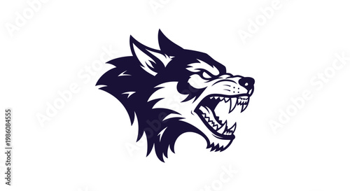 Furry animal head with sharp teeth.