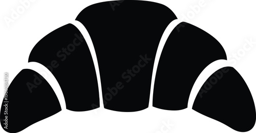 Black and white illustration of a stylized croissant with a segmented design