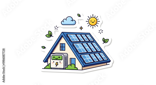Eco friendly house with solar panels and green environment