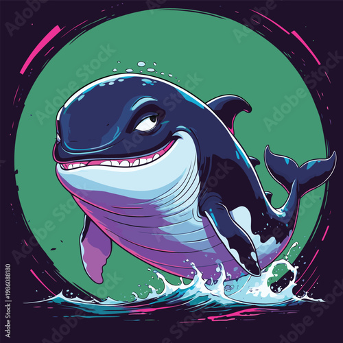 Foto cute cartoon vector image of a cynical whale