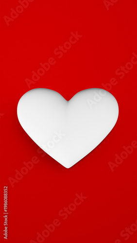 white heart 3d rendered mobile wallpaper