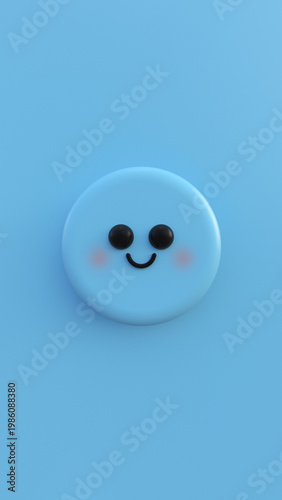 happy blue face 3d rendered mobile wallpaper