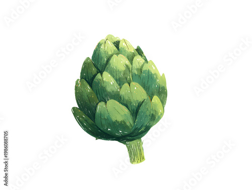 Playful cartoon artichoke with green speckles