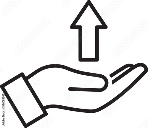 A hand with an arrow pointing up