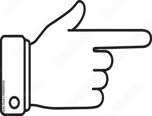 A hand pointing to the right