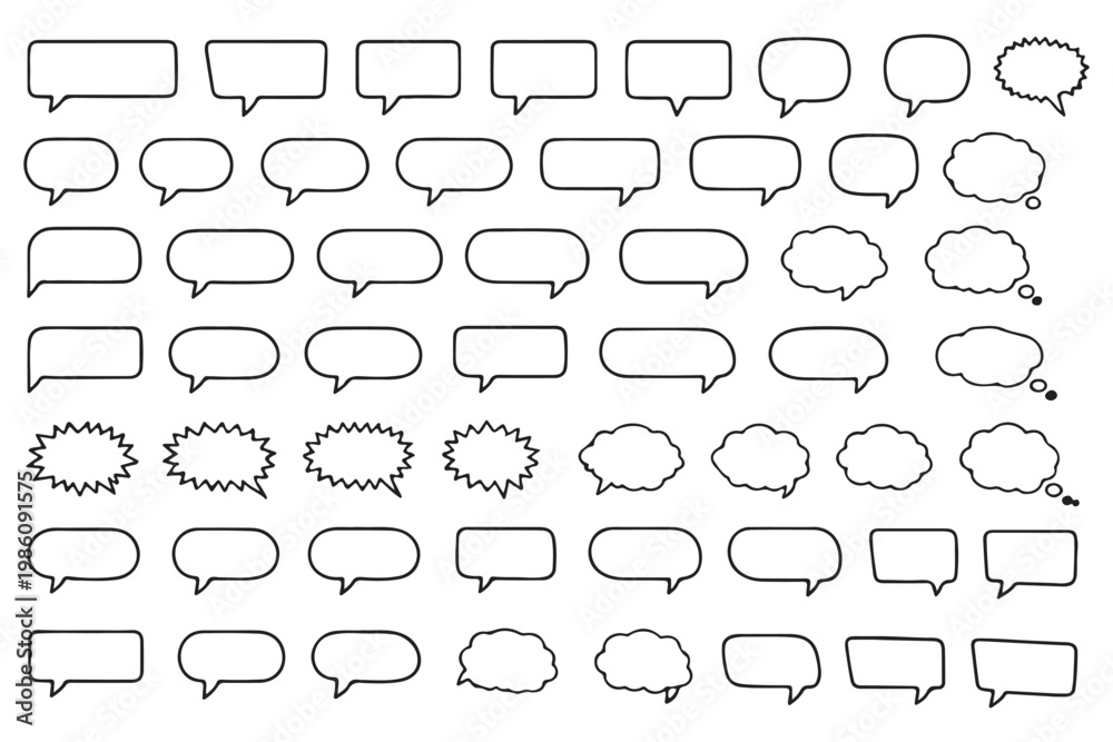 Fototapeta premium Blank empty speech bubbles, speaking or talk bubble, speech balloon, chat bubble line art vector icon for apps and websites..