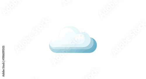 Simple white cloud icon with soft shadows on a white background last2026.