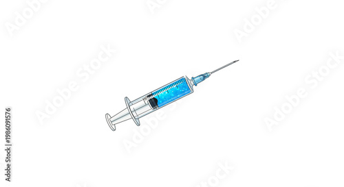 Medical syringe filled with blue liquid isolated on white background last2026.