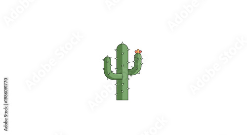 Pixel art style green cactus with red flower on top isolated on white background last2026.
