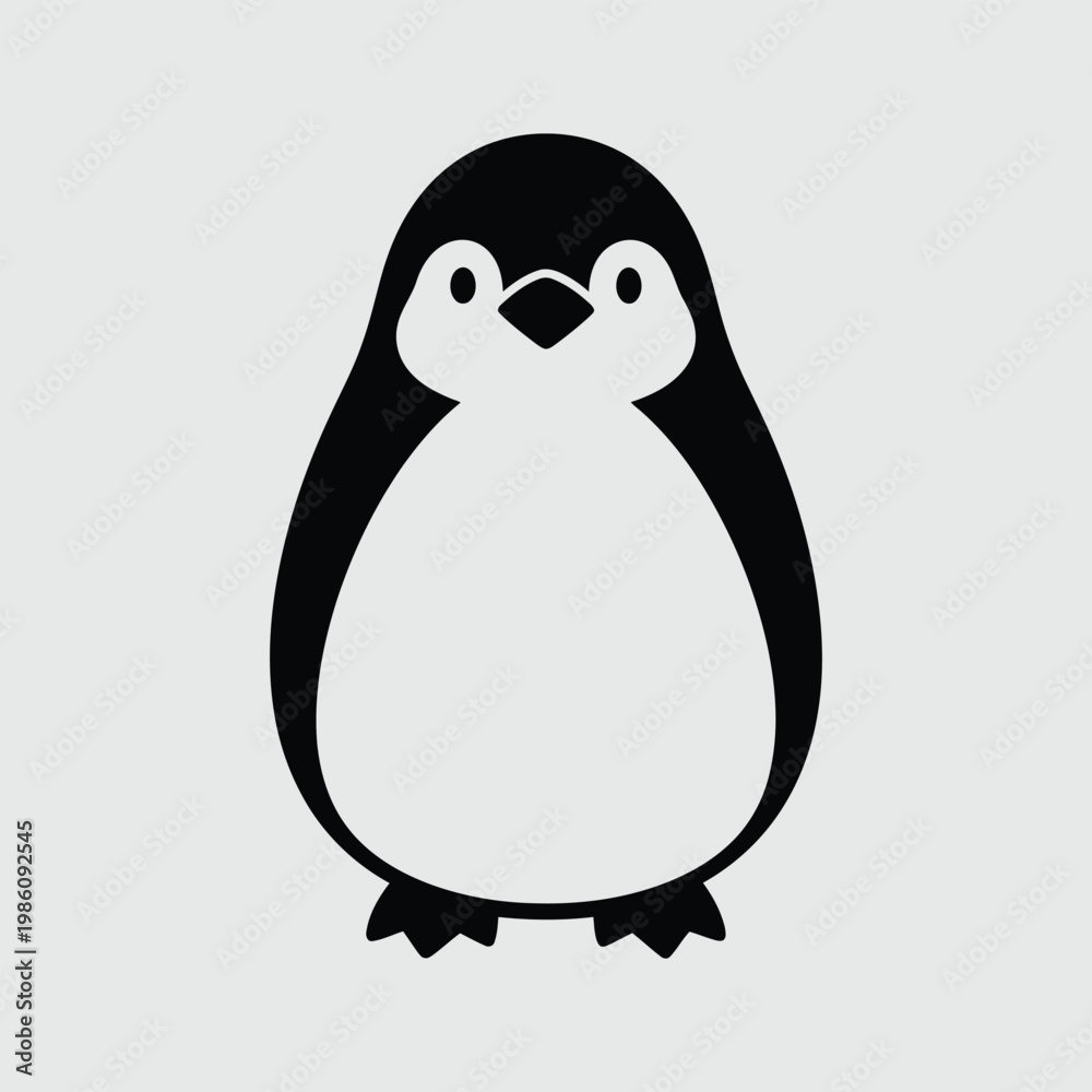 Fototapeta premium Cute black and white cartoon penguin illustration isolated on transparent background for various creative projects