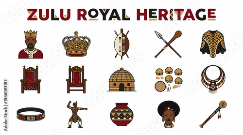 Zulu Royal Heritage Symbols Icons Collection