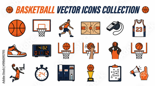 Basketball Icons Collection Vector Set