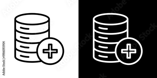Add Database Icon Set Multiple Style Collection