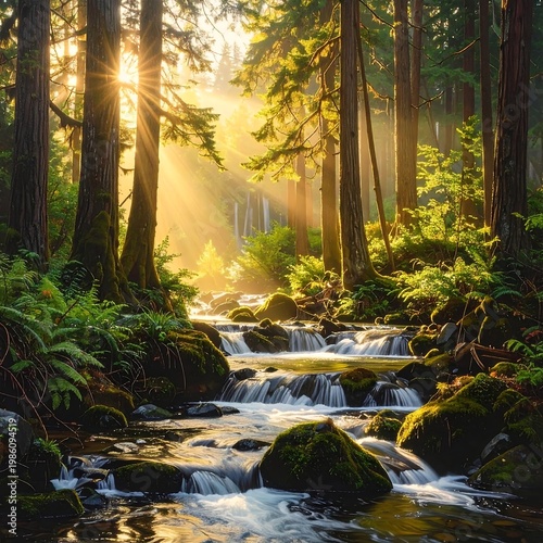 A serene forest scene with a stream (1)