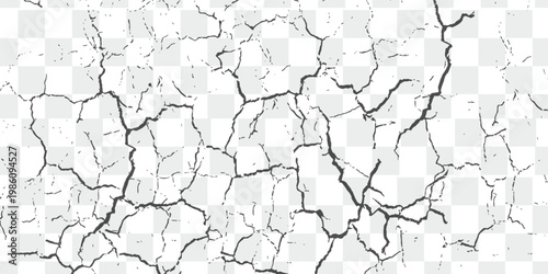 Ground cracks, breaks on land surface from earthquake isolated on transparent background. Vector realistic set of fissure in ground, crevices from disaster or drought, black fractures top view