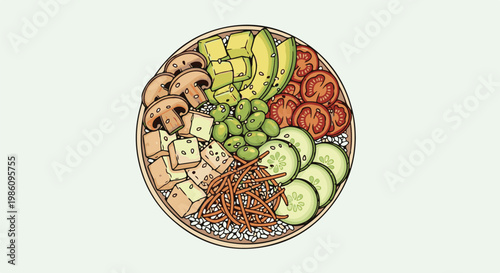Vibrant illustration of a healthy food bowl filled with fresh ingredients