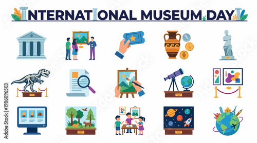 International Museum Day Icons: Art, History, Science, Culture
