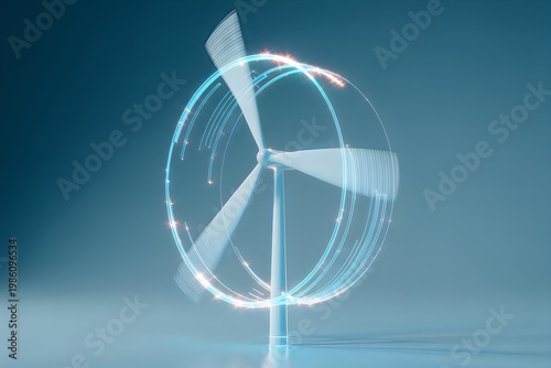 Captivating Motion Blur of a Wind Turbine Blade in Rotation Against a Gradient Sky