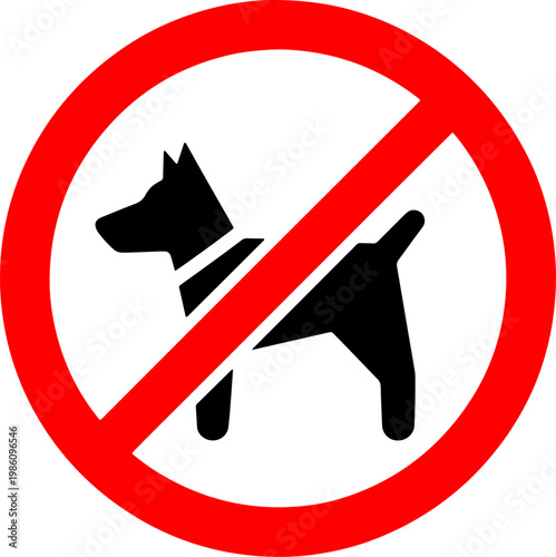 No dogs allowed sign with red circle and dog silhouette