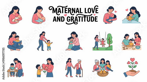 Maternal Love and Gratitude: Motherhood Moments Collection