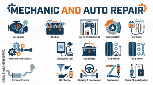 Mechanic and Auto Repair Icons Set