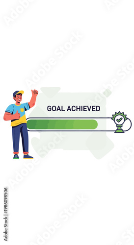 Man Achieves His Goal Successfully.