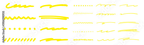 手描きペンのアンダーラインセット 黄色