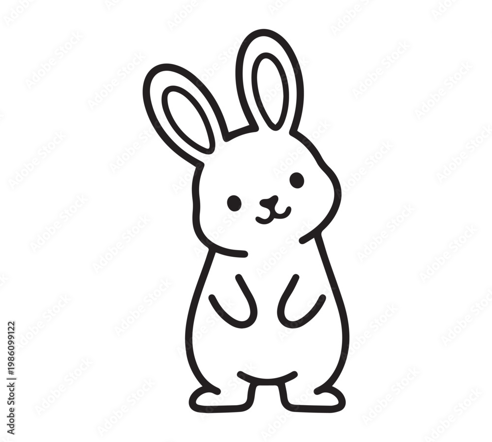 Fototapeta premium Cute Rabbit Cartoon Outline Vector Illustration