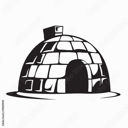 Minimalist Igloo Ice House Icon Silhouette Vector On White Background
