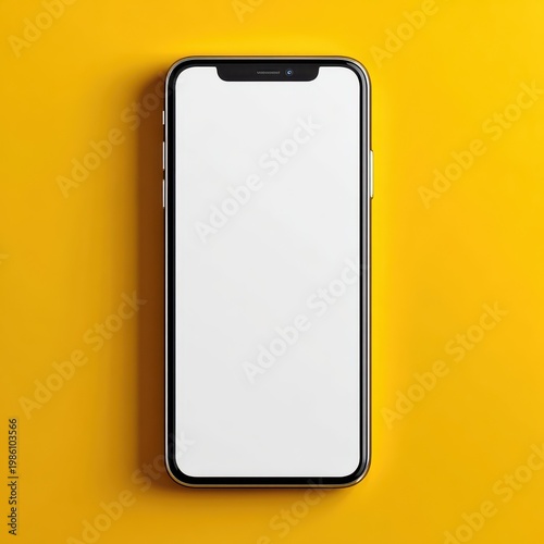 Minimalist Smartphone Mockup on Bright Yellow Background
