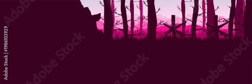 Abstract Pink Forest Vector Background for Web Design Landing Page Header