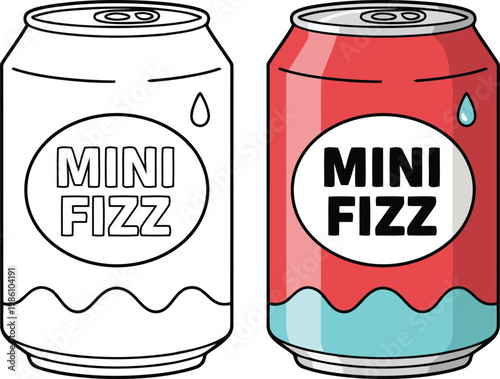 Soda can mini beverage isolated in clean cartoon vector outline illustration style