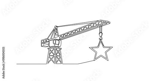 Crane lifting a star shape.