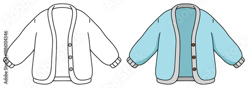 Cardigan sweater casual clothing isolated in clean bold outline vector illustration style