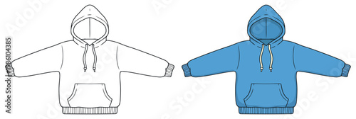 Hoodie casual sweatshirt clothing apparel isolated in clean bold outline vector style