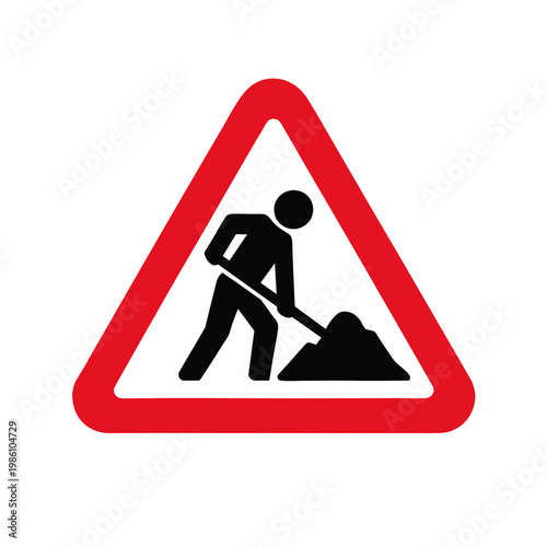 Road work ahead warning sign-construction zone safety symbol isolated on transparent background 
