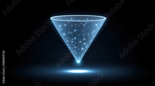 Abstract Representation of a Sparkling Funnel Capturing Light in a Dark Background for Creative Projects