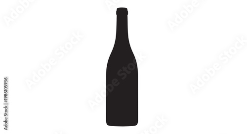 Silhouette of a dark glass bottle against a plain white background