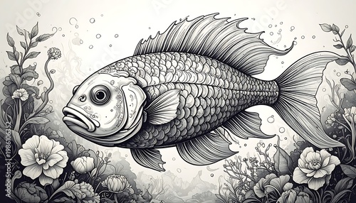 Detailed fish sketch