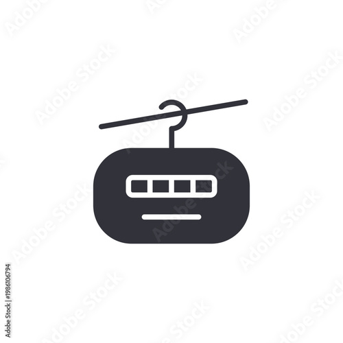 Cable car icon representing mountain transport, scenic rides, and tourism attractions, perfect for travel destinations and resorts.