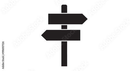 Black silhouette of a signpost with multiple directional arrows displayed