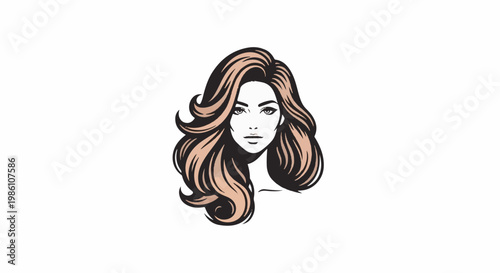 Elegant woman with voluminous, flowing hair in a stylized portrait