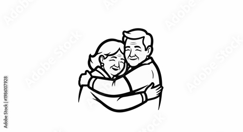 Elderly couple embracing with joy, happiness, and love