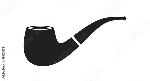 Simple black silhouette of a classic curved smoking pipe