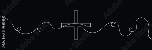 A single line drawing of a cross. Continuous one line cross icon, Continuous Line Draw Long line icon x. Vector Illustration . EPS 10 .