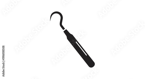 Black silhouette of a dental scaler tool on a white background