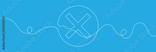 A single line drawing of a cross. Continuous one line cross icon, Continuous Line Draw Long line icon x. Vector Illustration . EPS 10 .